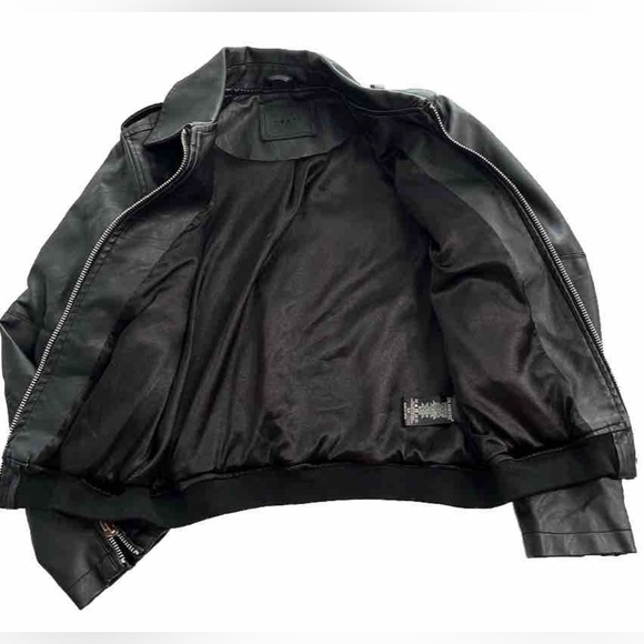 Blank NYC Jacket Vegan Black Leather Varsity Stripe Moto Motorcycle Women’s XS - Picture 5 of 8